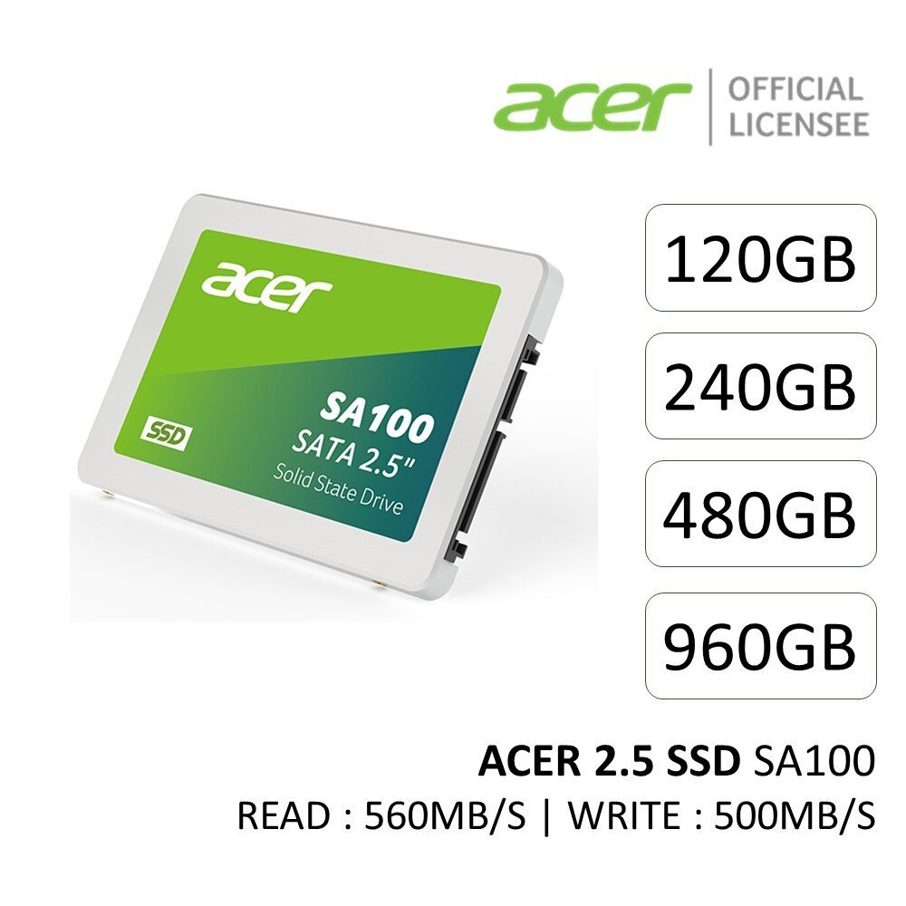 Acer SA100 240GB 3D NAND SATA 2.5 inch(6.35cm) Internal SSD-549MB/s R, 449MB/s W Speed