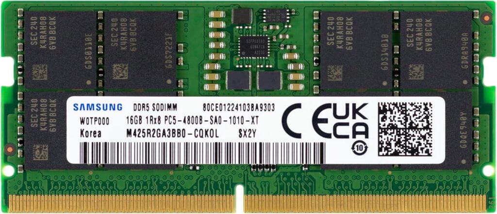 Samsung 16GB DDR5 4800MHz PC5-38400 CL40 SODIMM 1Rx8 1.1V 262-Pin SO-DIMM Laptop RAM Memory