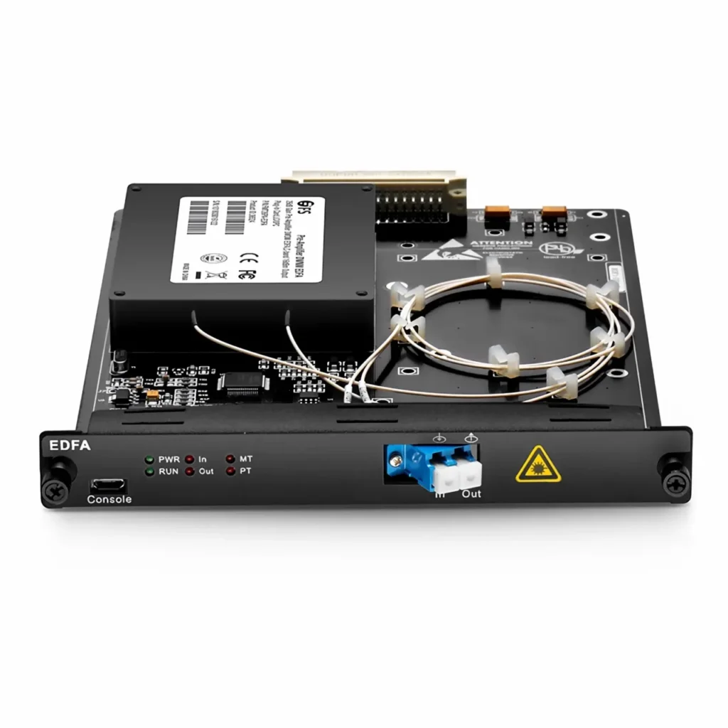 fs booster dwdm edfa 22dbm output BOOSTER DWDM EDFA, C-band 24 dB Gain plug-in card, LC/UPC