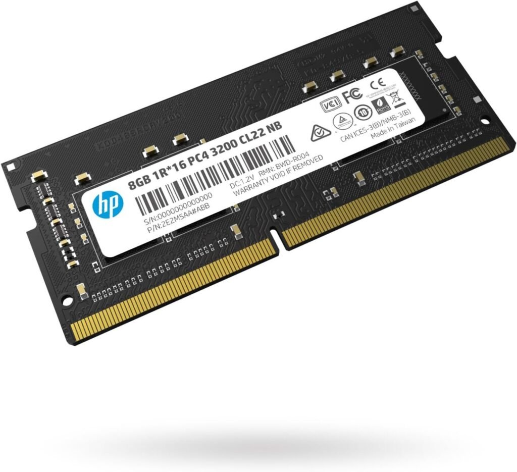 HP 8GB DDR4 laptop RAM UPGRADE 260-pin SO-DIMM modules with speeds of 2133MHz, 2400MHz, 2666MHz, or 3200MHz,