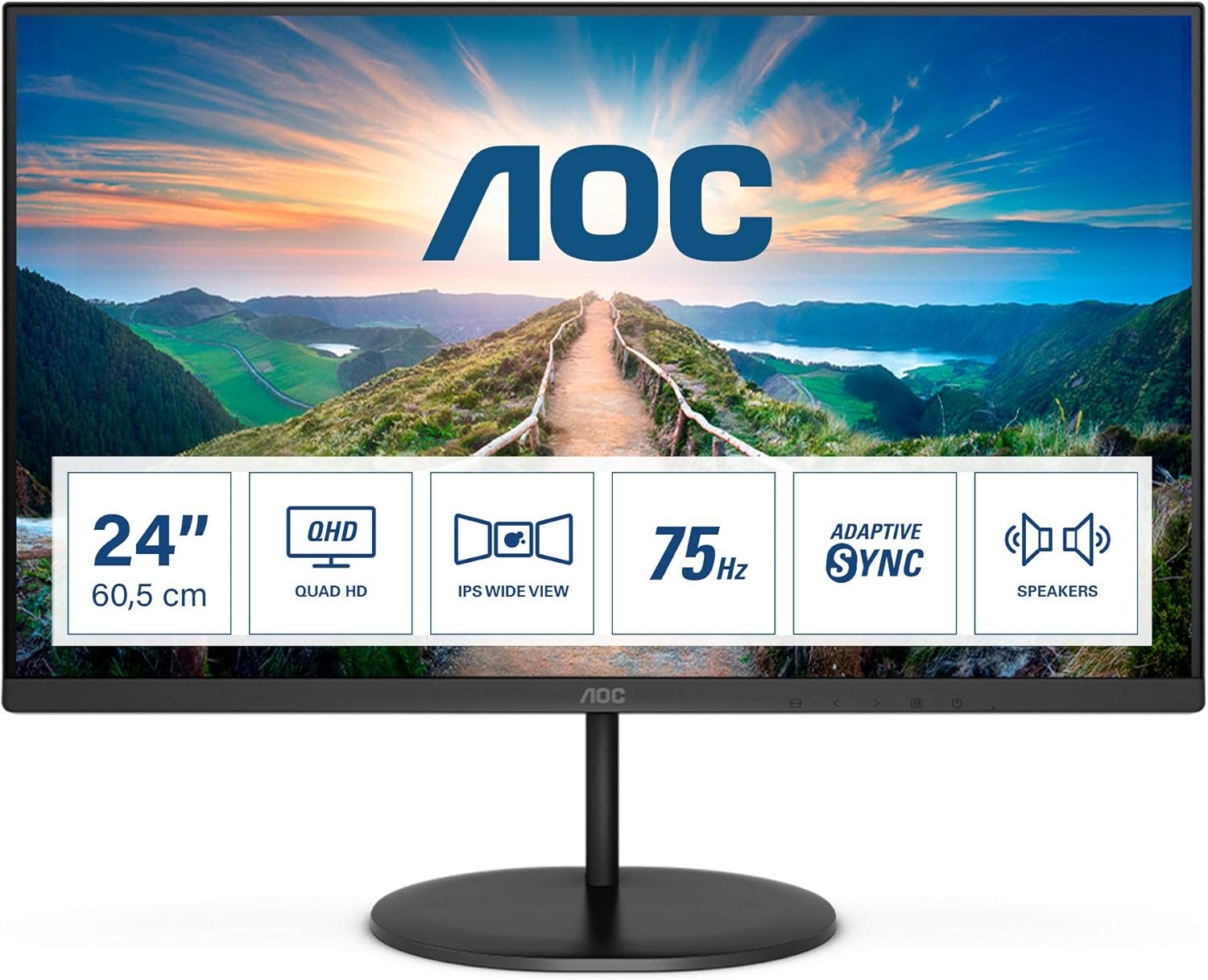 67 AOC Q24V4EA - 24 Inch QHD Monitor, 75Hz, 4ms, IPS